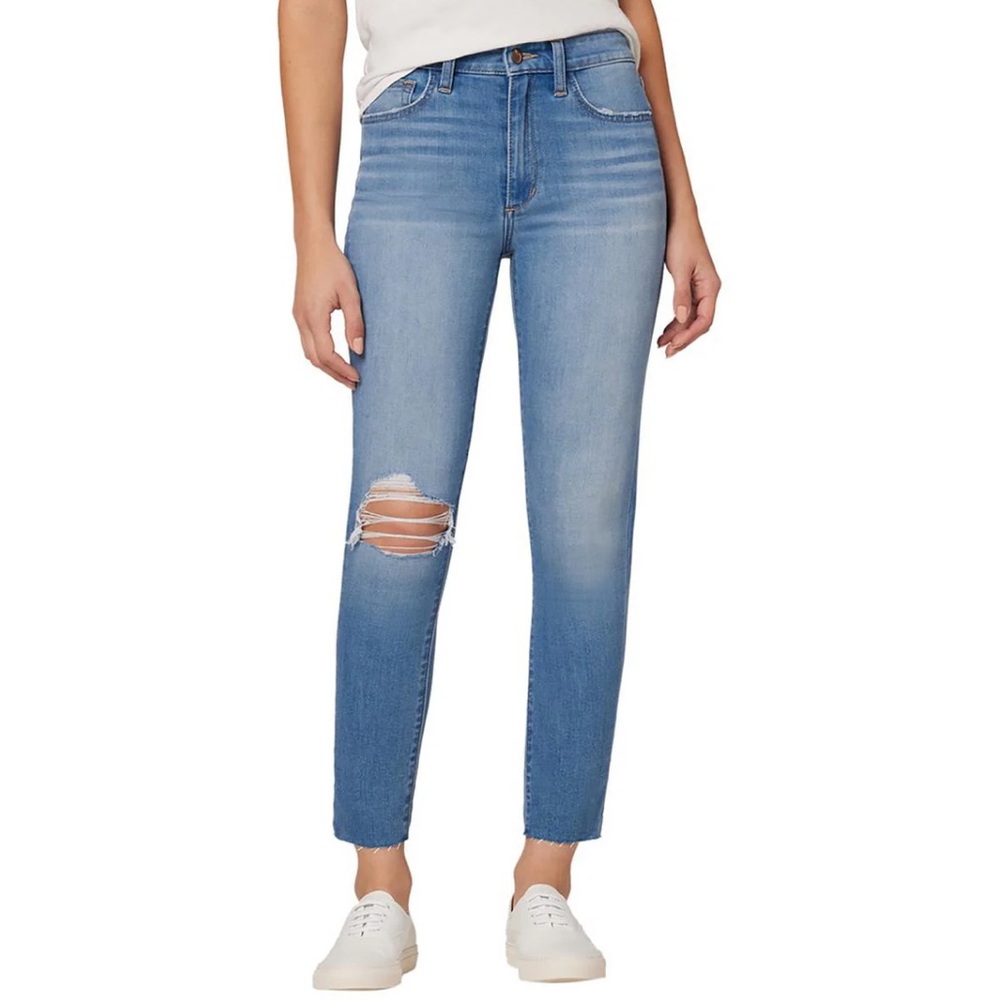 Joe's Jeans The Niki Mid Rise Raw Hem Boyfriend Jeans Hazel Blue NWT Size 34